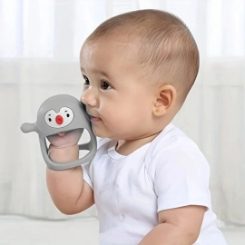 Safe new Silicone Teething Toys Penguin hand guard teether baby anti-bite hand all-in-onesucking chew toy Mom feeding child gift