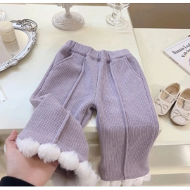 Girls' Autumn and Winter Two-Piece Suit New Korean Style Fashion Baby Cardigan Knitted Sweater Coat Fleece-lined Trousers