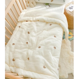  Korean Pure Cotton Baby Blanket Cartoon Bear Cream Warm Baby Quilt Four Seasons Newborn Swaddle Wrapped Bedding 1X1.2M