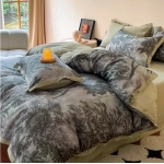 Luxury Long Staple Cotton Bedding 4Pcs Brushed Natural Soft Chic Forest printed Duvet cover Bed Sheet Pillowcases Double Queen