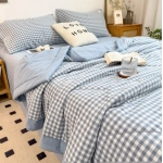 New Warm thicken Quilt Machine Washable Bed Cover Lattice Double Cotton Soft Fashion Air Conditioning Cool Quilt set