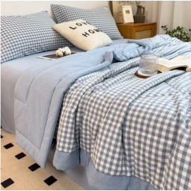 New Warm thicken Quilt Machine Washable Bed Cover Lattice Double Cotton Soft Fashion Air Conditioning Cool Quilt set