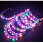 10Pcs LED Women Girl Glow Light Up Headband Bridal Flower Wreath Crown Neon Party Gift Crown Wedding Birthday Luminous Festival