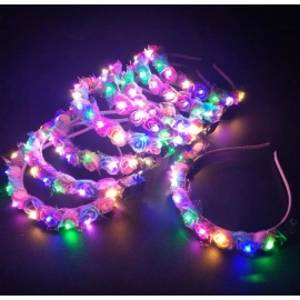 10Pcs LED Women Girl Glow Light Up Headband Bridal Flower Wreath Crown Neon Party Gift Crown Wedding Birthday Luminous Festival