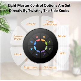 WiFi Smart Thermostat Rotary Heating Thermostat with Backlight/Temperature/Sensor/Time Temperature Calibration Adjustment